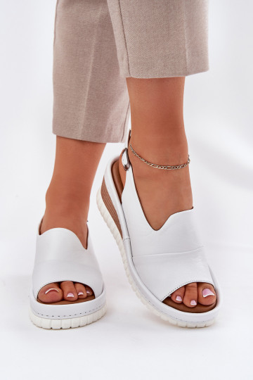 Leder Damen Sandalen auf Plattform Artiker 56C0918 weiß 2