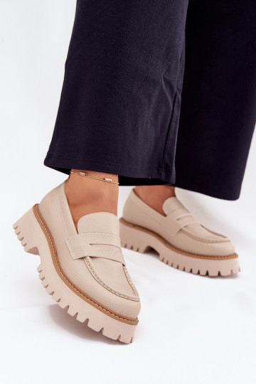 Damen Mokassins auf Plattform und flache Schuhe Big Star NN274050 beige