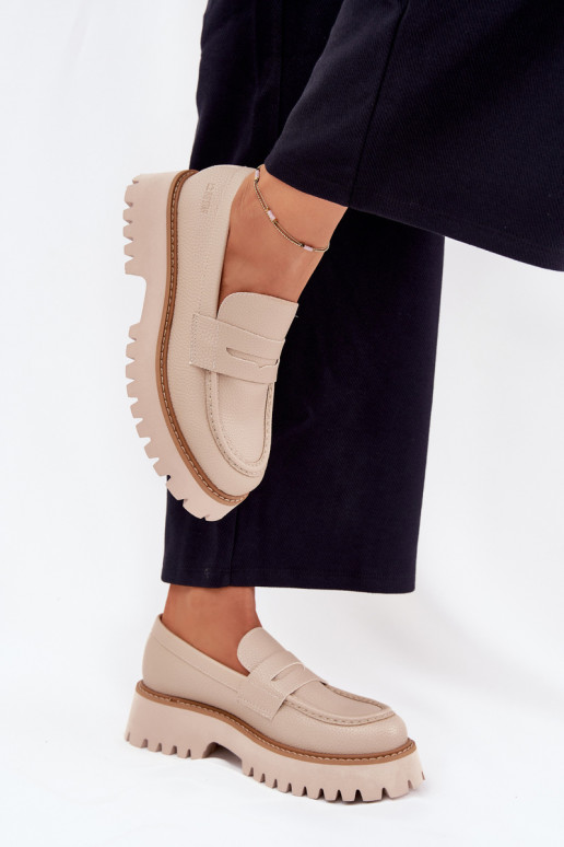 Damen Mokassins auf Plattform und flache Schuhe Big Star NN274050 beige