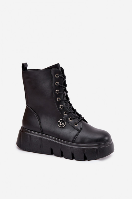 Isolierte Damen Arbeitsstiefeletten auf Plattform Vinceza 58588 schwarz