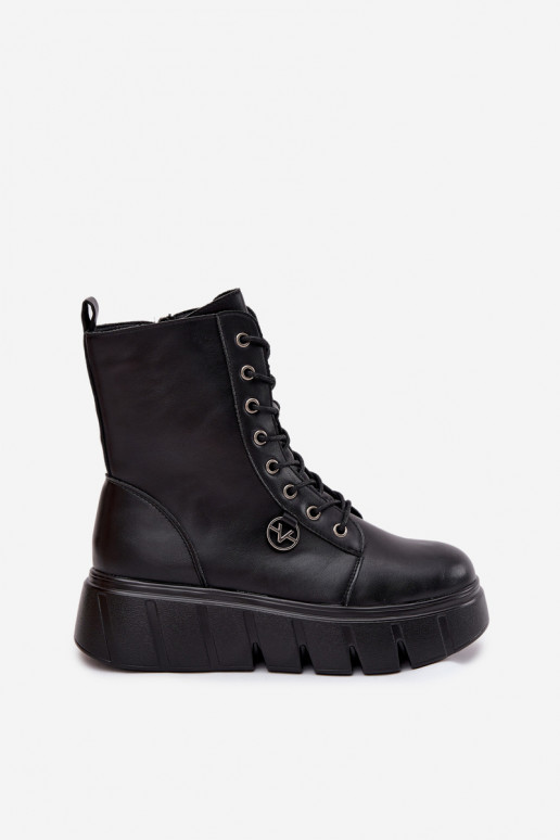 Isolierte Damen Arbeitsstiefeletten auf Plattform Vinceza 58588 schwarz