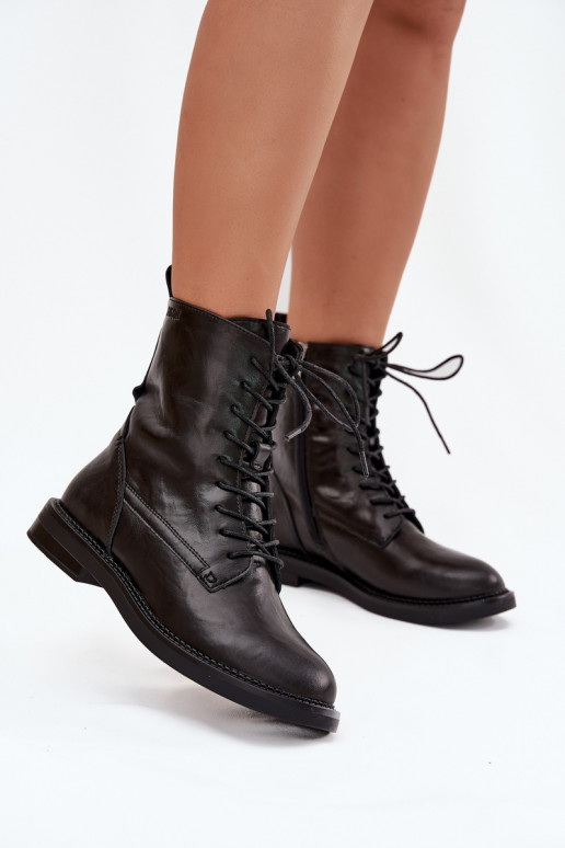 Leder isolierte Damen Arbeitsstiefeletten Big Star SS274480 schwarz
