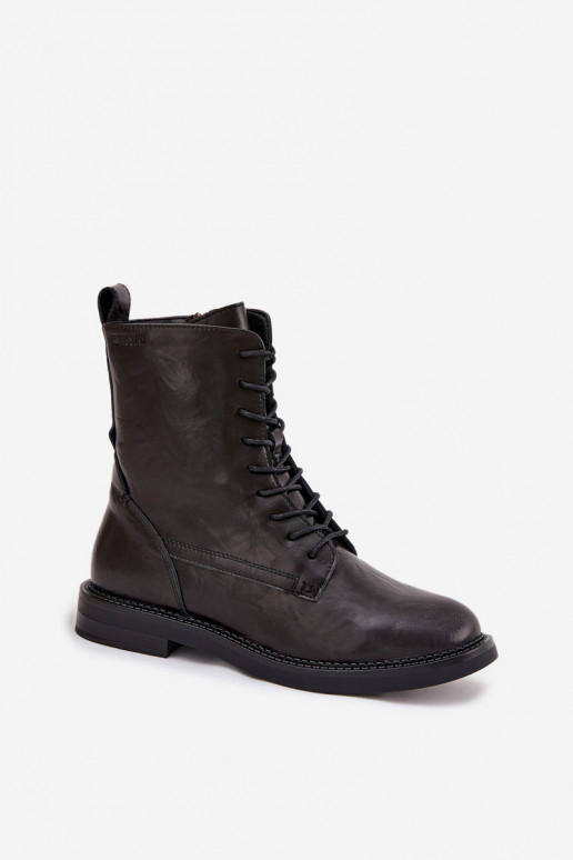 Leder isolierte Damen Arbeitsstiefeletten Big Star SS274480 schwarz