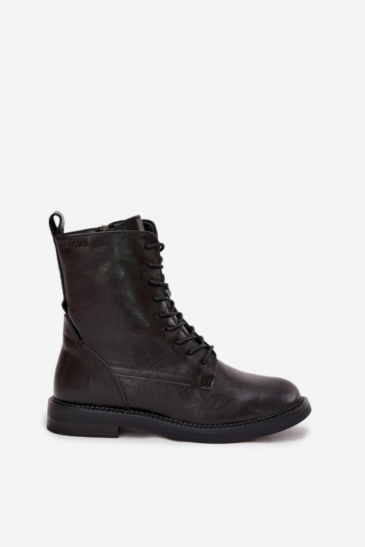 Leder isolierte Damen Arbeitsstiefeletten Big Star SS274480 schwarz