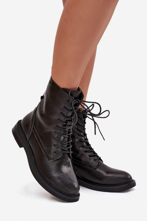 Leder isolierte Damen Arbeitsstiefeletten Big Star SS274480 schwarz