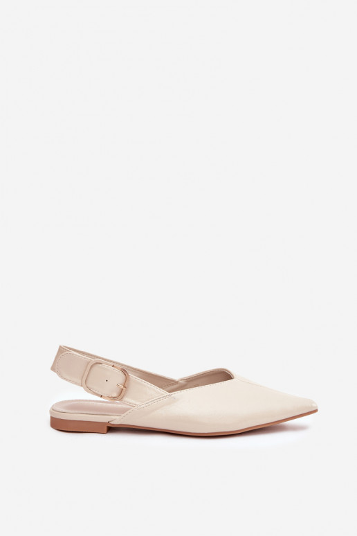 Sandfarbene lackierte Ballerinas mit Schnallen Rinalle
