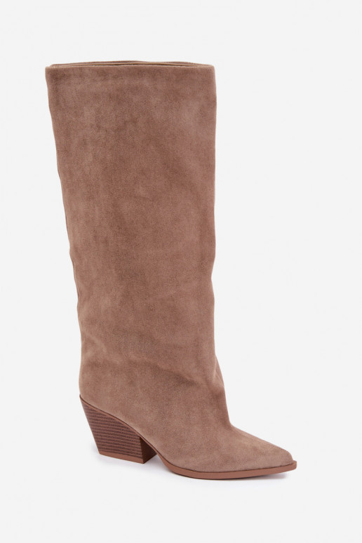 Khaki Slipper-Stiefel mit Absatz und spitzem Zehenbereich Blenia