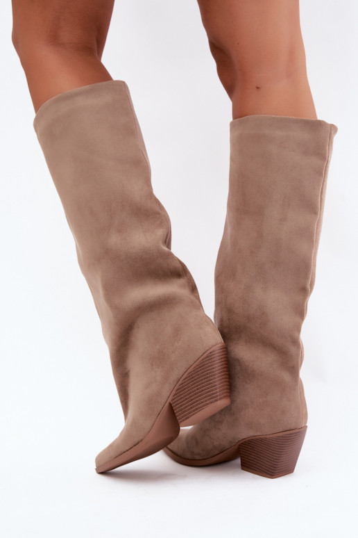 Khaki Slipper-Stiefel mit Absatz und spitzem Zehenbereich Blenia