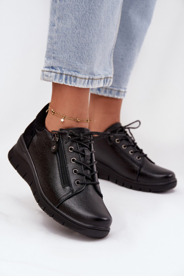 Damen Leder Plateauschuhe Vinceza 39964 schwarz 2