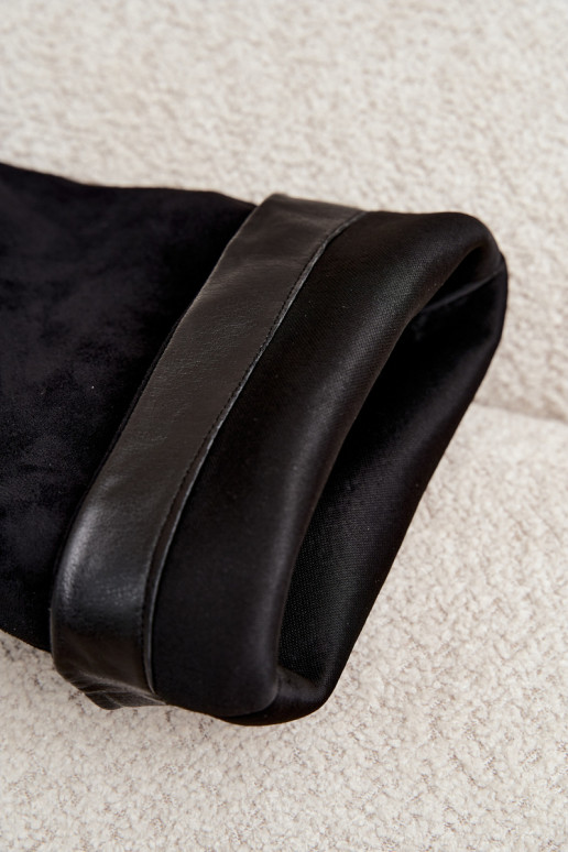 Schlupfstiefel mit Absatz aus Kunstveloursleder schwarz Casella