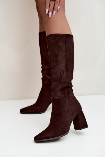Damen kniehohe Stiefel mit Blockabsatz karamellfarben Carlin 2