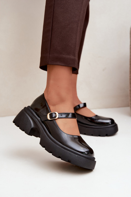 lackleder Stiefel mit klobigen Absätzen schwarz Loxie
