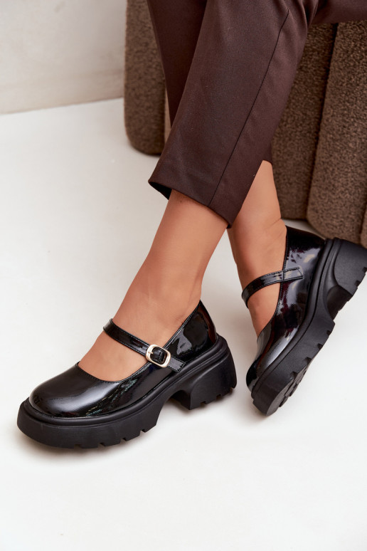 lackleder Stiefel mit klobigen Absätzen schwarz Loxie