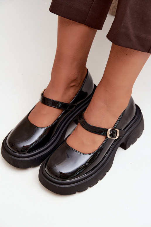 lackleder Stiefel mit klobigen Absätzen schwarz Loxie