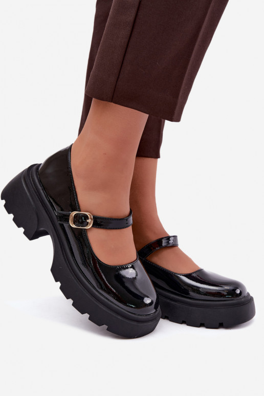 lackleder Stiefel mit klobigen Absätzen schwarz Loxie