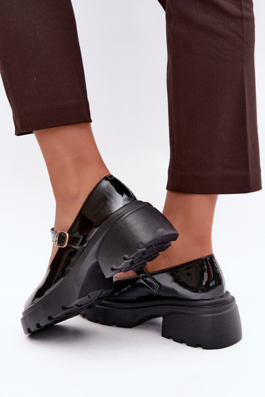 lackleder Stiefel mit klobigen Absätzen schwarz Loxie