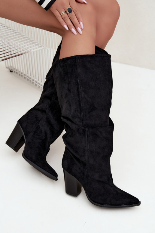Schlupfstiefel mit Absatz schwarz Jensy