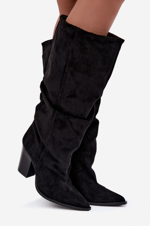 Schlupfstiefel mit Absatz schwarz Jensy