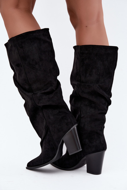 Schlupfstiefel mit Absatz schwarz Jensy