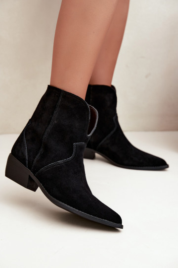 Cowboy-Stil Stiefeletten mit Absatz aus schwarzem Wildleder Norelle 2