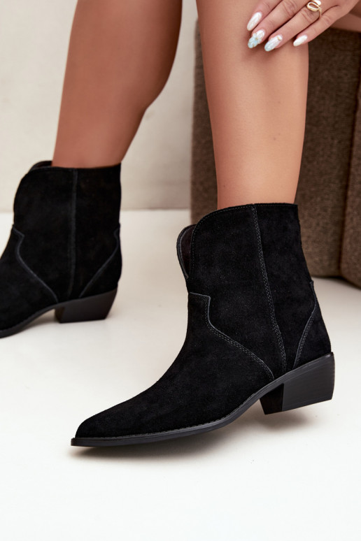 Cowboy-Stil Stiefeletten mit Absatz aus schwarzem Wildleder Norelle