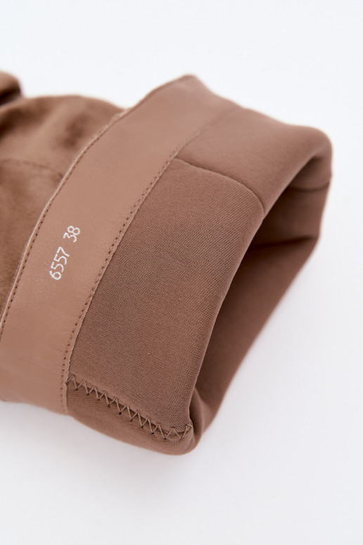 damen kniehohe Stiefel mit Absatz und gebogenem Schaft in sandfarben Ismera