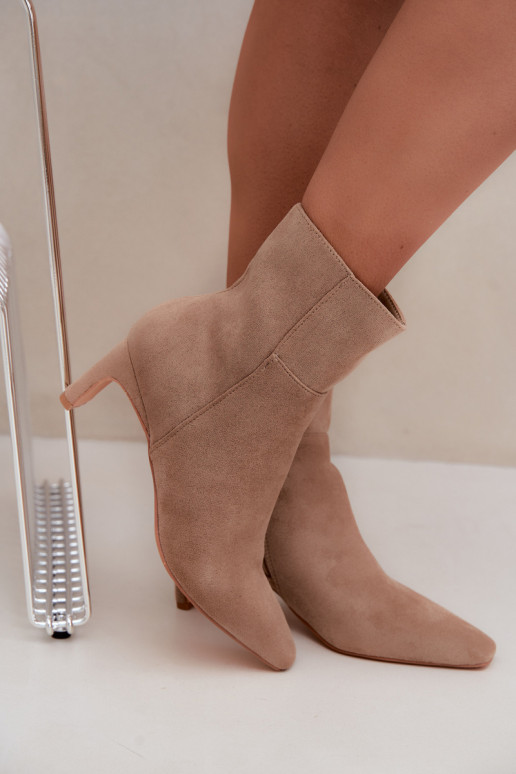damen Stiefeletten mit Absatz in sandfarben Rileya