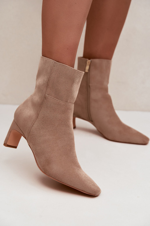 damen Stiefeletten mit Absatz in sandfarben Rileya