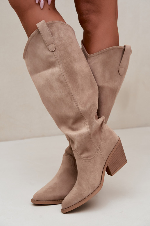 slouchy kniehohe Stiefel zum Hineinschlüpfen in Sand Sylvie