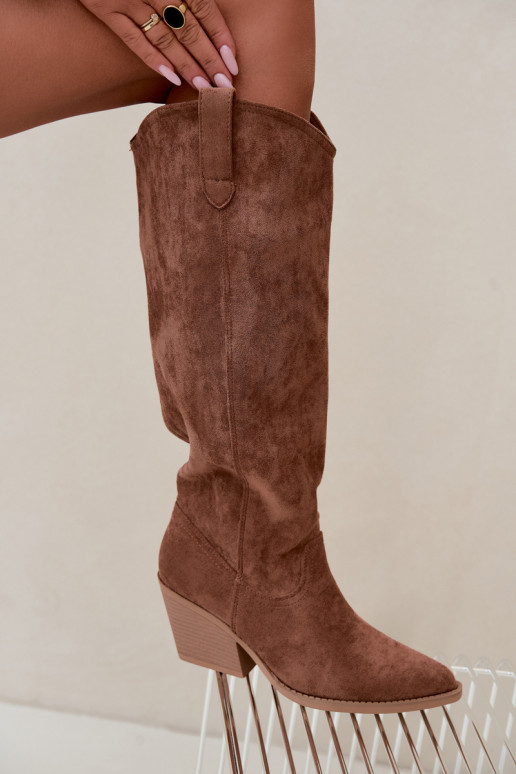 slouchy kniehohe Stiefel zum Hineinschlüpfen in Braun Sylvie
