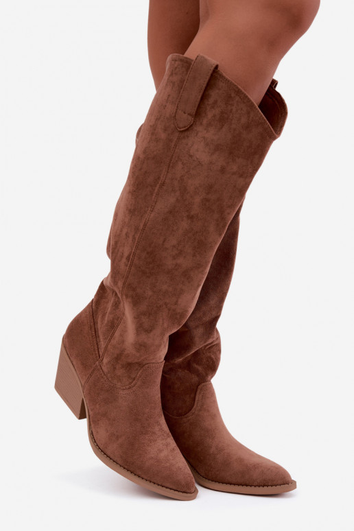 slouchy kniehohe Stiefel zum Hineinschlüpfen in Braun Sylvie