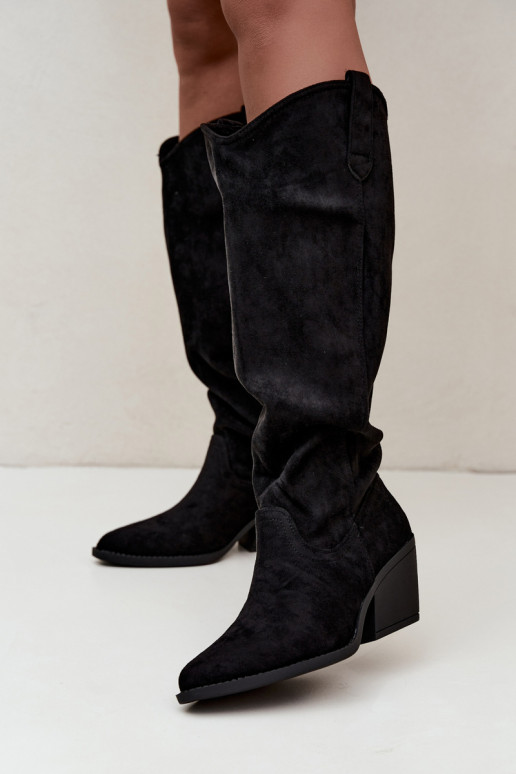 slouchy kniehohe Stiefel zum Hineinschlüpfen in schwarz Sylvie