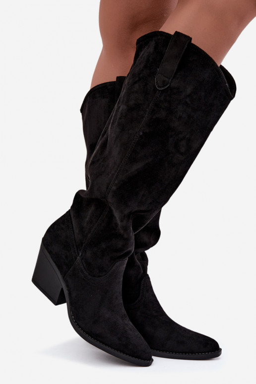 slouchy kniehohe Stiefel zum Hineinschlüpfen in schwarz Sylvie