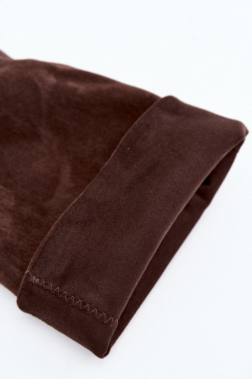 Damen kniehohe Stiefel zum Hineinschlüpfen mit dünnen Absätzen in CzekoladoĮe Caliya