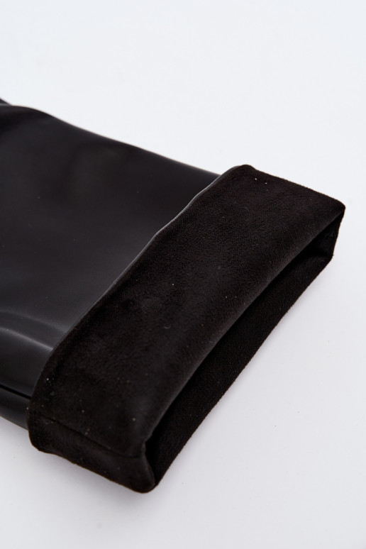 Damen kniehohe Stiefel zum Hineinschlüpfen mit Absätzen in schwarz Emeline