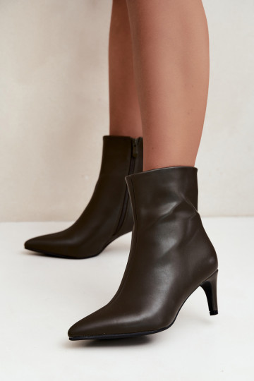 Damen Stiefeletten mit Absätzen aus Kunstleder in Khakifarbe Celisse 2