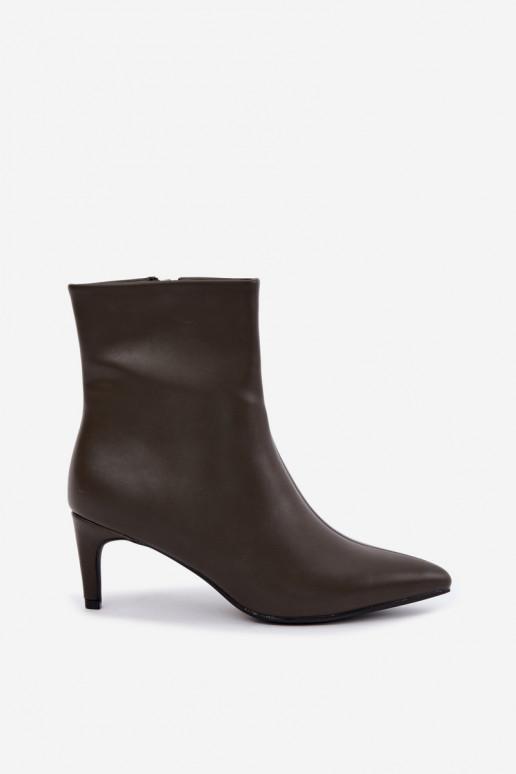 Damen Stiefeletten mit Absätzen aus Kunstleder in Khakifarbe Celisse