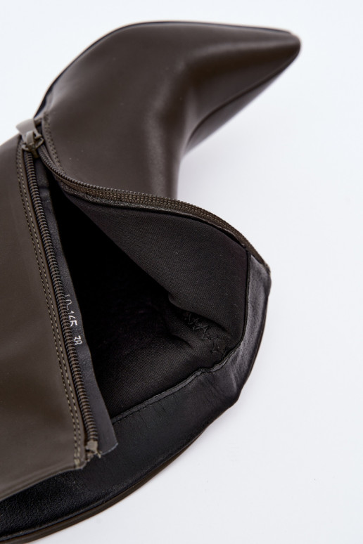 Damen Stiefeletten mit Absätzen aus Kunstleder in Khakifarbe Celisse