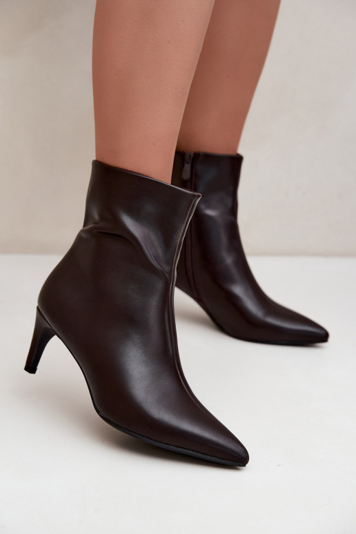 Damen Stiefeletten mit Absätzen aus Kunstleder in CzekoladoĮe Celisse