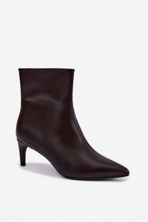 Damen Stiefeletten mit Absätzen aus Kunstleder in CzekoladoĮe Celisse