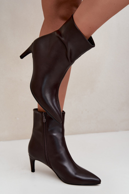 Damen Stiefeletten mit Absätzen aus Kunstleder in CzekoladoĮe Celisse
