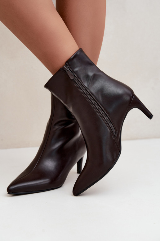 Damen Stiefeletten mit Absätzen aus Kunstleder in CzekoladoĮe Celisse