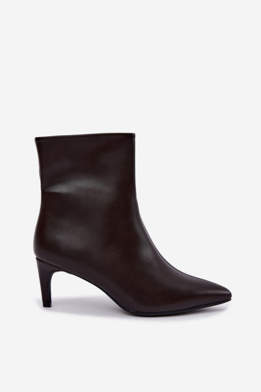 Damen Stiefeletten mit Absätzen aus Kunstleder in CzekoladoĮe Celisse
