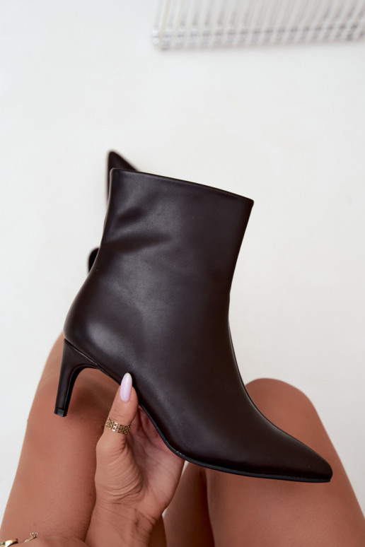 Damen Stiefeletten mit Absätzen aus Kunstleder in CzekoladoĮe Celisse