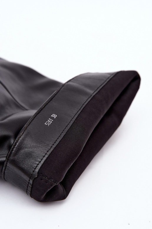 kniehohe Stiefeletten zum Hineinschlüpfen mit Absatz in schwarz Calmy