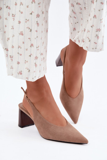Schuhe mit offenem Absatz in sandfarbener Sorenia