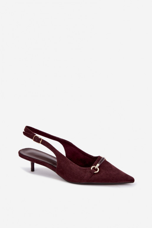 Schuhe mit offenem Absatz und niedrigem Absatz in bordeauxfarbener Caylo