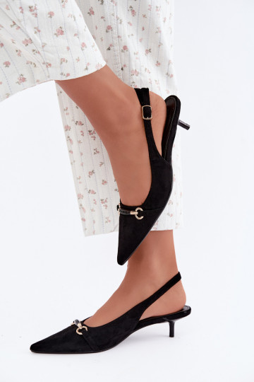 Schuhe mit offenem Absatz und niedrigem Absatz in schwarzer Caylo 2