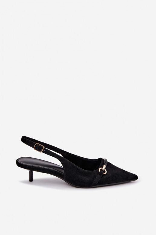 Schuhe mit offenem Absatz und niedrigem Absatz in schwarzer Caylo