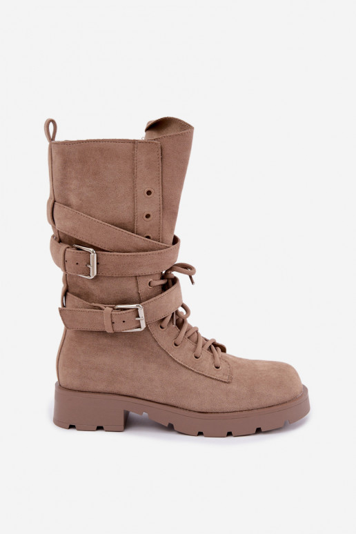sich Zuarm laufen Arbeitsstiefeletten mit Schnallen Beige Patsy